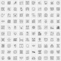 paquete de 100 iconos de líneas universales para móviles y web vector