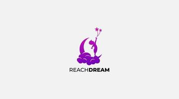 Catching the stars Child Dream logo design vector