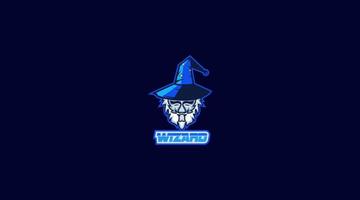 old wise strong magical wizard vector logo design