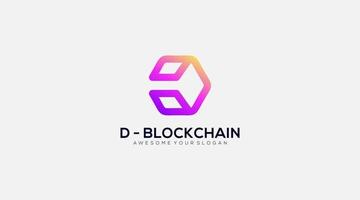 Letter D Block chain Logo design Template Technology Vector