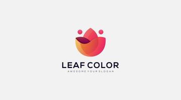 Vector Logo Illustration Nature Leaf Colorful Style
