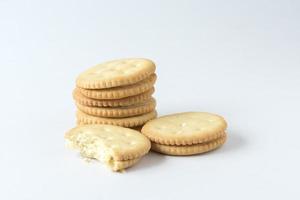 Crackers on the white background photo