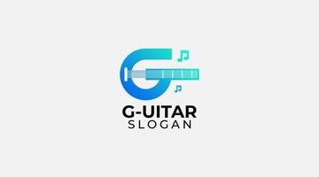 plantilla de diseño de logotipo de guitarra letra inicial g vector