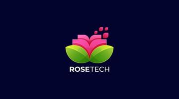 icono de elemento de logotipo de empresa de polígonos de geometría de rosa roja de tecnología vector