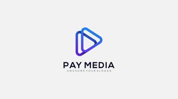 Pay media Line Art vector logo design template icon