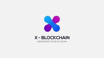 Initial Letter X Blockchain Logo Template. Crypto X Technology Vector Design