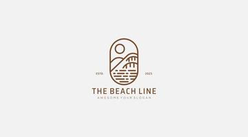la plantilla de vector de diseño de logotipo de castillo de arte de línea de playa
