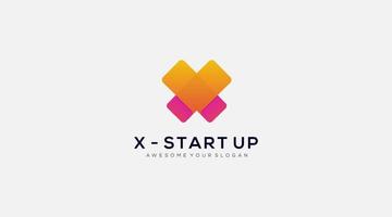 Abstract letter X start up logo design template vector