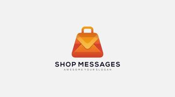 shopping message vector logo design template