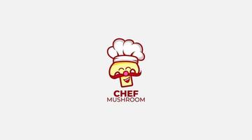 Vector Logo Illustration Mushroom Chef Simple Mascot Style