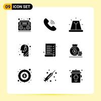 9 Creative Icons Modern Signs and Symbols of survey audit bell call centre call Editable Vector Design Elements