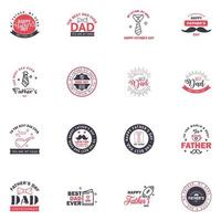 Happy fathers day greeting cards set 16 Black and Pink Vector typography lettering Usable for banners print You are the best dad text design Editable Vector Design Elements