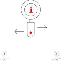 conjunto de iconos de línea negra fina y audaz de búsqueda de zoom de información de información vector