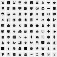 Set of 100 Universal Solid Icons vector