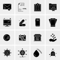 16 iconos de negocios universales vector ilustración de icono creativo para usar en proyectos relacionados con la web y dispositivos móviles