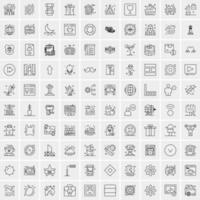 paquete de 100 iconos de líneas universales para móviles y web vector