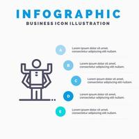 Ability Human Multitask Organization Line icon with 5 steps presentation infographics Background vector