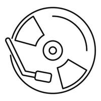 icono de reproductor de discos de vinilo, estilo de esquema vector