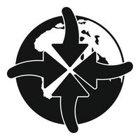 flecha del icono mundial, estilo simple. vector