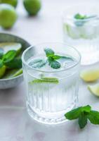 Iced cold lemonade with fresh lime and juice photo