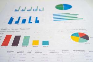Chart or graph paper. Financial, account, statistic and business data concept. photo