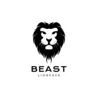 face lion long mane logo design vector