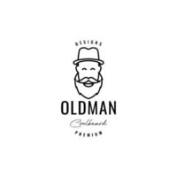 old man with hat farmer hipster logo design vector