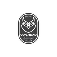 fat owl face badge vintage logo design vector