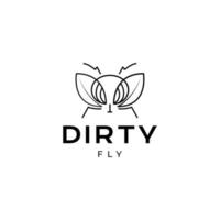 dirty fly insect line minimalist logo design vector