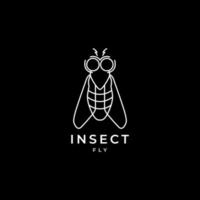 vector de diseño de logotipo geométrico de línea minimalista de mosca de insecto