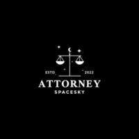 attorney scale with space sky night logo design vector