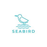 little sea bird seagull line minimal logo design vector