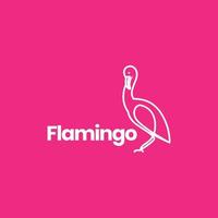 vector de diseño de logotipo de arte minimalista de línea de pájaro flamenco