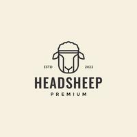 head sheep line minimal hipster logo design vector