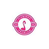 flamingo bird with circle badge modern logo design vector