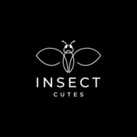 vector de diseño de logotipo limpio minimalista de línea de mariposa de insecto