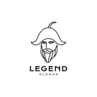 head old man bearded historical logo design vector