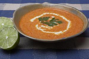 Bowl of Soup with lime photo