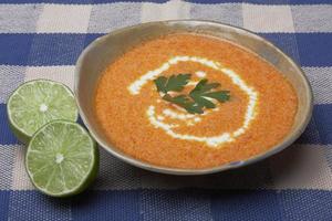 Bowl of Soup with lime photo