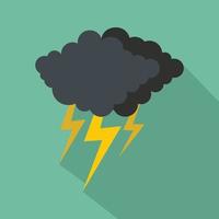 Cloud thunder flash icon, flat style vector