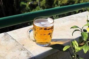 In a glass of fresh and cold beer. photo