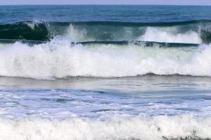 Storm and wind on the Mediterranean Sea in northern Israel. photo