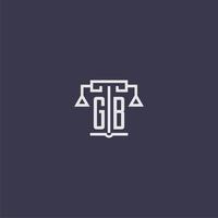 GB initial monogram for lawfirm logo with scales vector image