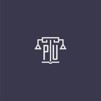 PU initial monogram for lawfirm logo with scales vector image