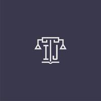 IJ initial monogram for lawfirm logo with scales vector image