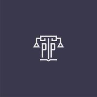 PP initial monogram for lawfirm logo with scales vector image