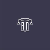 RN initial monogram for lawfirm logo with scales vector image
