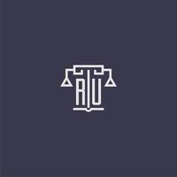 RU initial monogram for lawfirm logo with scales vector image
