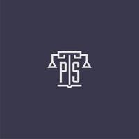 PS initial monogram for lawfirm logo with scales vector image