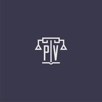 PV initial monogram for lawfirm logo with scales vector image